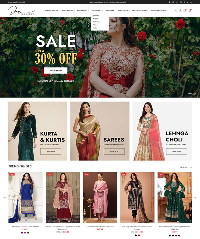 Indian clothing ecommerce website