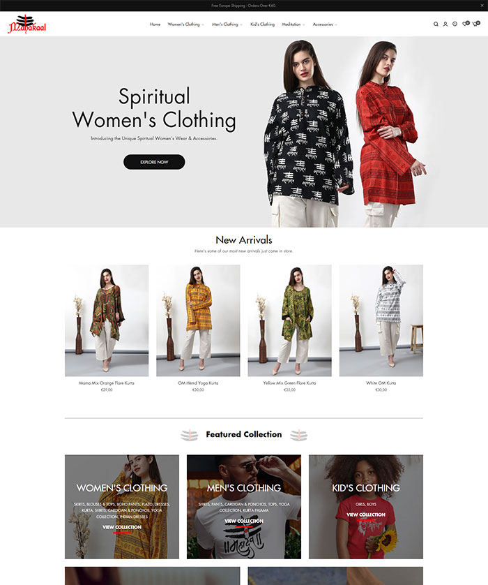 Spiritual Women's Clothing eCommerce Website